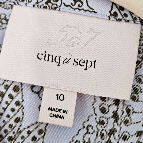 Cinq A Sept Charley Long Sleeve Botanical Dress Ruffle Detail Size 10 Blue - Picture 10 of 14